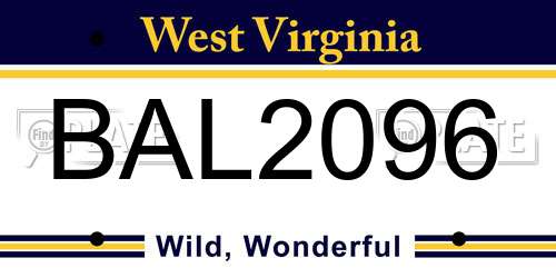 BAL2096 West Virginia License Plate