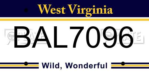 BAL7096 West Virginia License Plate