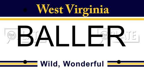 BALLER West Virginia License Plate