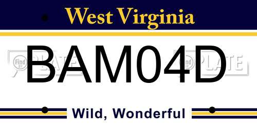 BAM04D West Virginia License Plate
