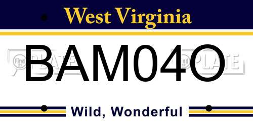 BAM04O West Virginia License Plate