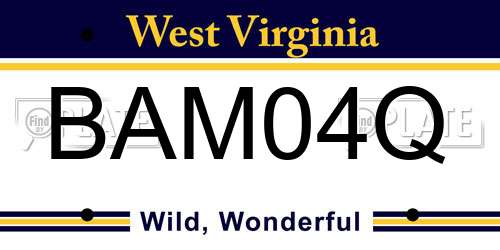BAM04Q West Virginia License Plate