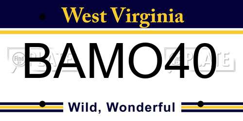 BAMO40 West Virginia License Plate