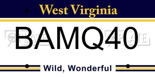 BAMQ40 West Virginia License Plate