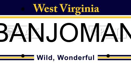 BANJOMAN West Virginia License Plate
