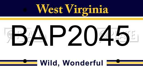 BAP2045 West Virginia License Plate