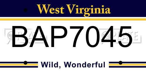 BAP7045 West Virginia License Plate