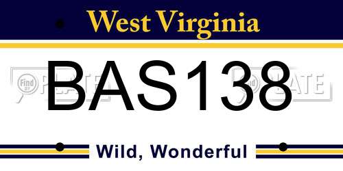 BAS138 West Virginia License Plate