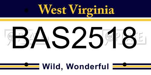 BAS2518 West Virginia License Plate