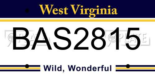 BAS2815 West Virginia License Plate