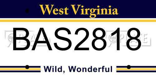 BAS2818 West Virginia License Plate