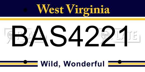 BAS4221 West Virginia License Plate