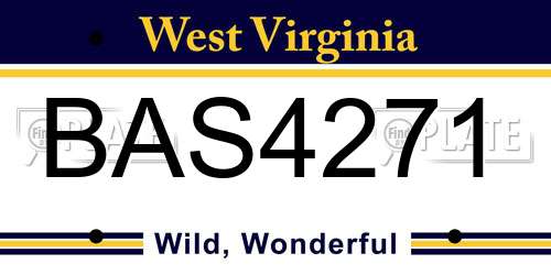 BAS4271 West Virginia License Plate