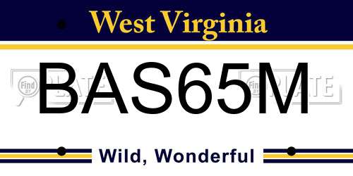 BAS65M West Virginia License Plate