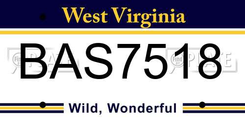 BAS7518 West Virginia License Plate