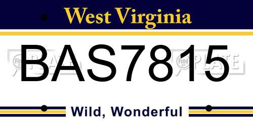 BAS7815 West Virginia License Plate