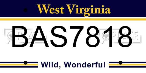 BAS7818 West Virginia License Plate