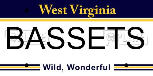 BASSETS West Virginia License Plate