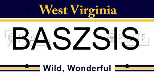 BASZSIS West Virginia License Plate
