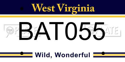 BAT055 West Virginia License Plate