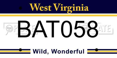 BAT058 West Virginia License Plate