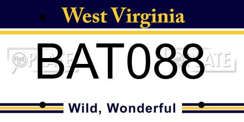 BAT088 West Virginia License Plate