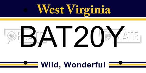 BAT20Y West Virginia License Plate