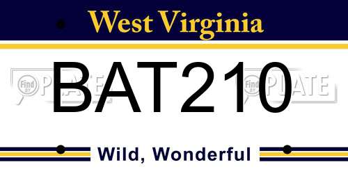 BAT210 West Virginia License Plate