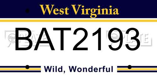 BAT2193 West Virginia License Plate