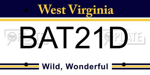 BAT21D West Virginia License Plate