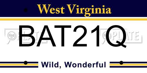 BAT21Q West Virginia License Plate