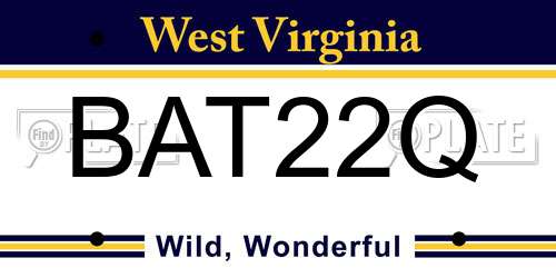 BAT22Q West Virginia License Plate