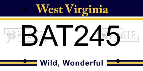 BAT245 West Virginia License Plate