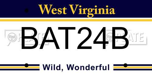 BAT24B West Virginia License Plate