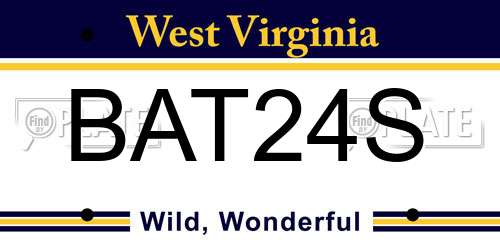 BAT24S West Virginia License Plate