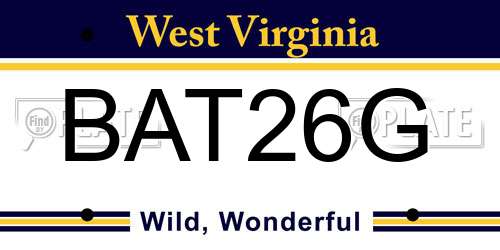 BAT26G West Virginia License Plate