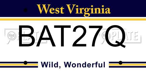 BAT27Q West Virginia License Plate