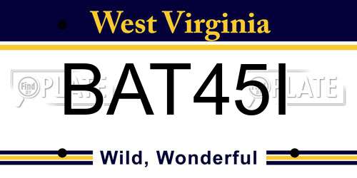 BAT45I West Virginia License Plate