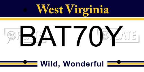 BAT70Y West Virginia License Plate