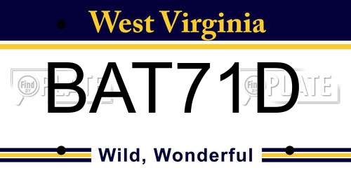BAT71D West Virginia License Plate