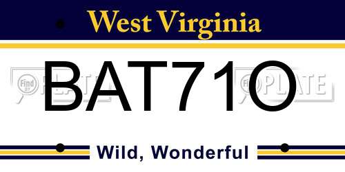 BAT71O West Virginia License Plate