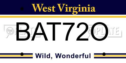 BAT72O West Virginia License Plate