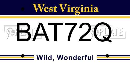 BAT72Q West Virginia License Plate
