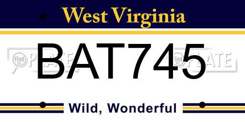 BAT745 West Virginia License Plate