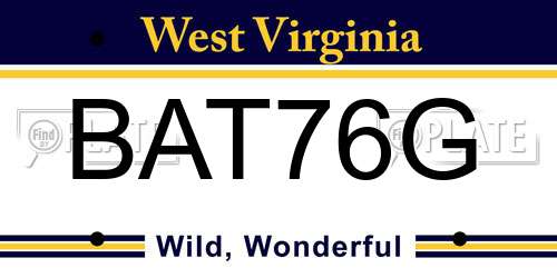 BAT76G West Virginia License Plate