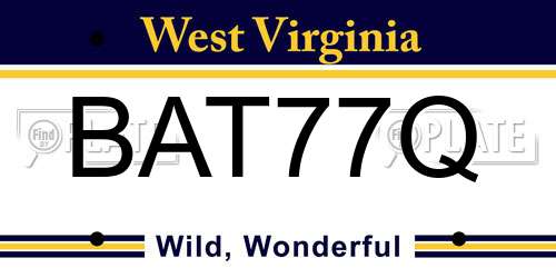 BAT77Q West Virginia License Plate