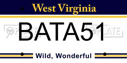 BATA51 West Virginia License Plate