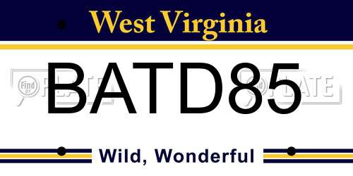BATD85 West Virginia License Plate