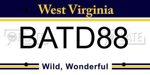 BATD88 West Virginia License Plate