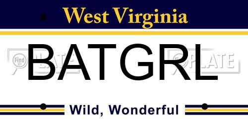 BATGRL West Virginia License Plate